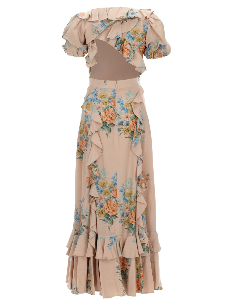 Alexander Mcqueen Women Floral Print Ruched Silk Dress ALEXANDER MCQUEEN