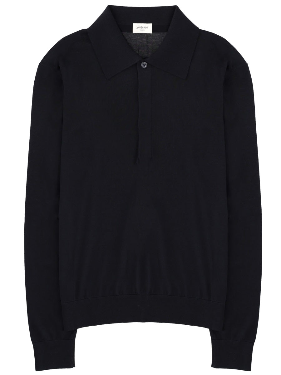 Saint Laurent Men Polo In Maglia Di Cotone E Seta SAINT LAURENT