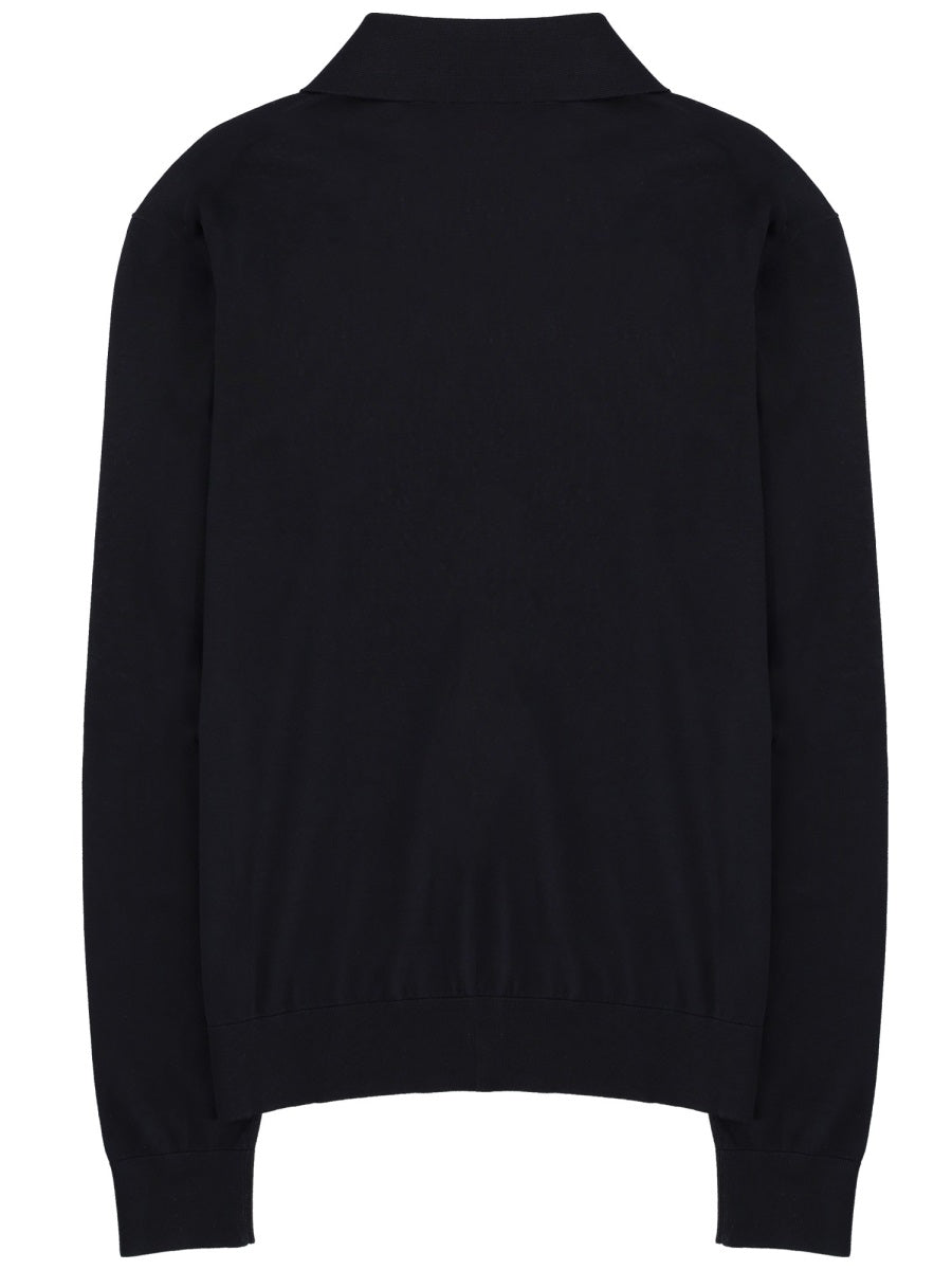 Saint Laurent Men Polo In Maglia Di Cotone E Seta SAINT LAURENT