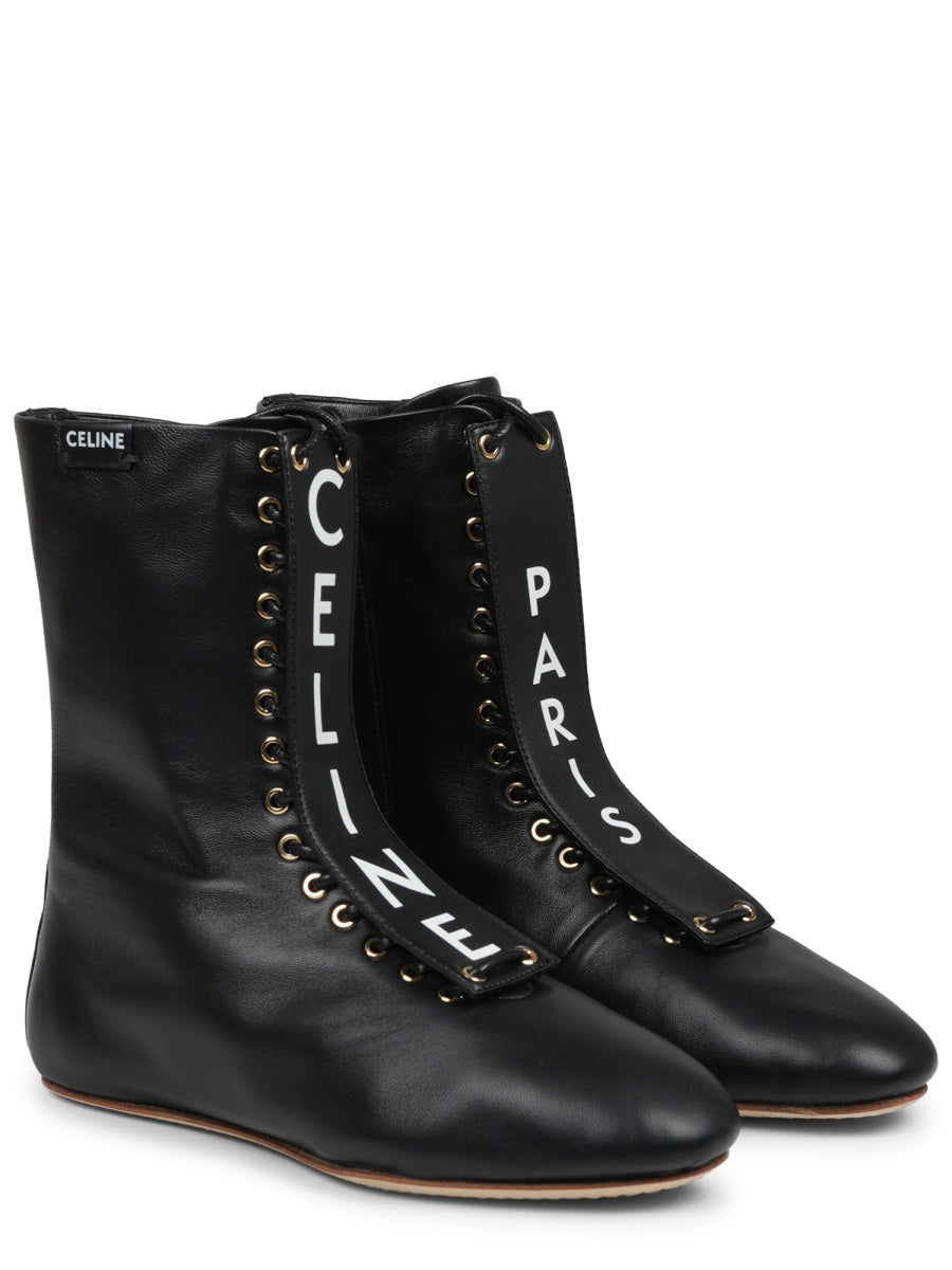 Celine Women Stivale In Pelle Con Logo CELINE