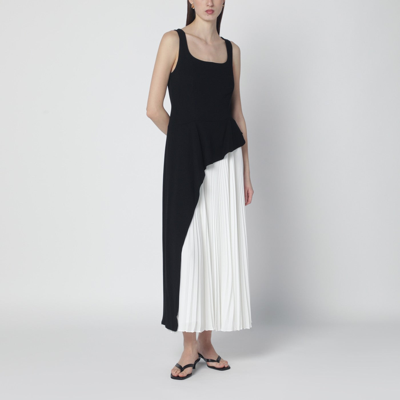 Simkhai Zayla Black And White Pleated Dress Women SIMKHAI