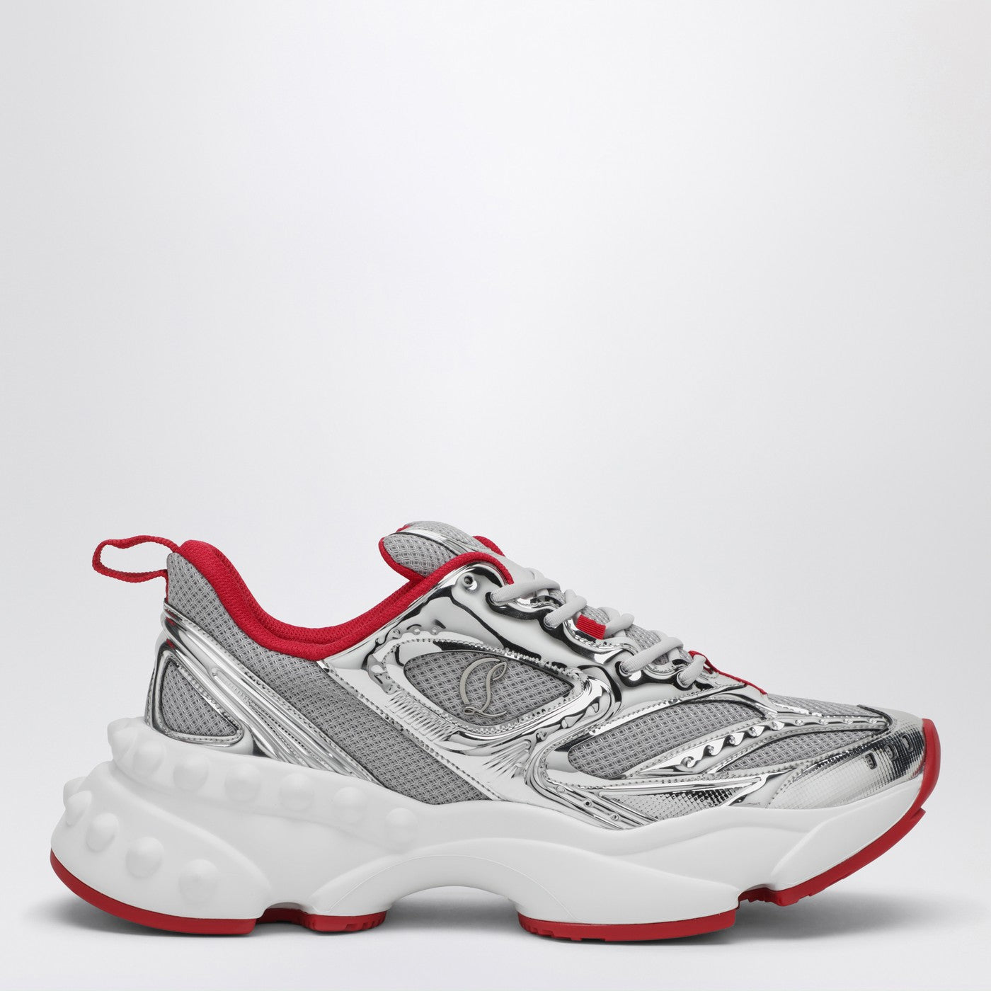 Christian Louboutin So Flo Running Sneaker Silver/Red Men CHRISTIAN LOUBOUTIN