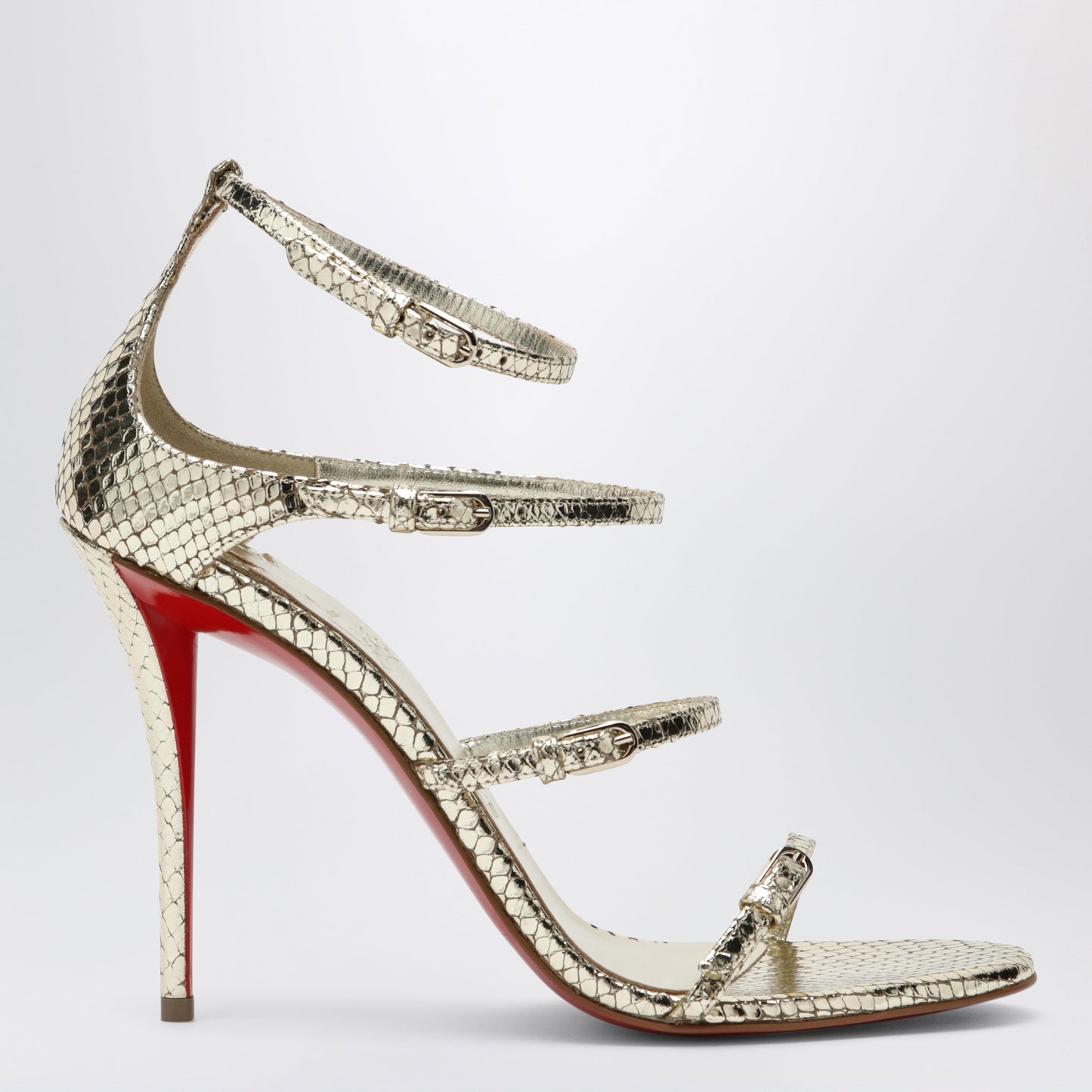Christian Louboutin Gold Leather High Sandals Women CHRISTIAN LOUBOUTIN