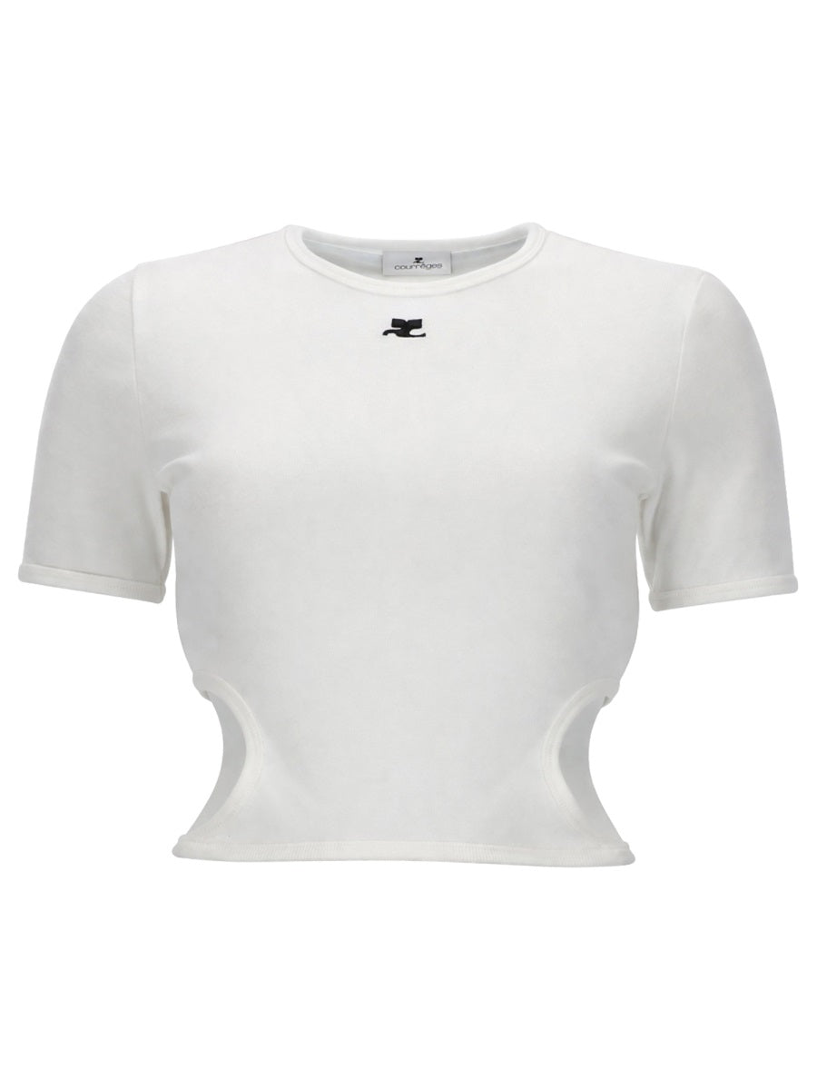 Courreges Women T-Shirt "Cut Out" Con Logo COURREGES