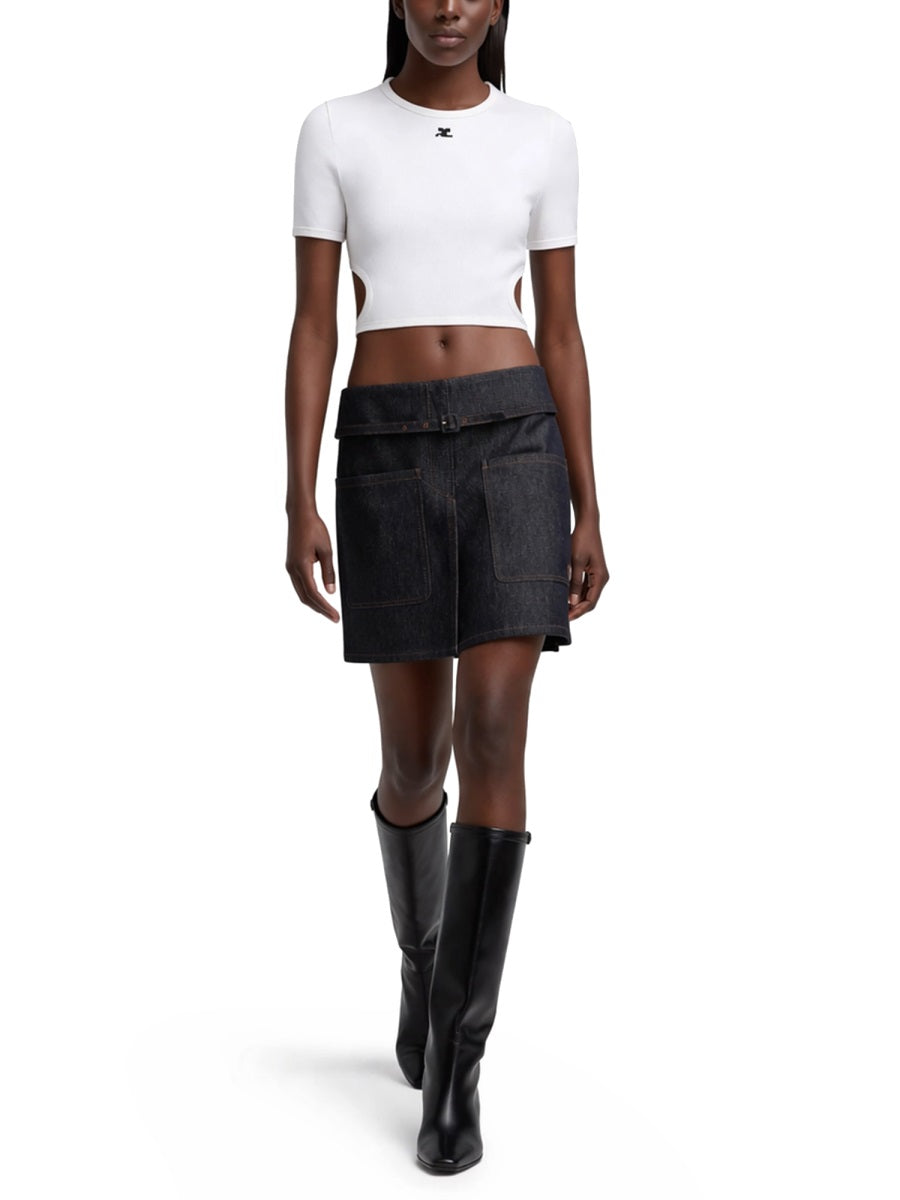 Courreges Women T-Shirt "Cut Out" Con Logo COURREGES