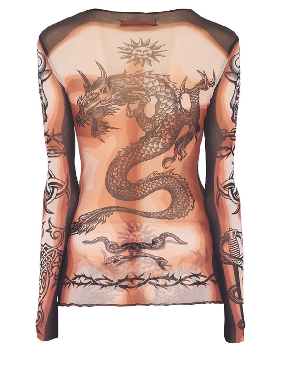 Jean Paul Gaultier Women "Safe Sex Tatoo" Print Top JEAN PAUL GAULTIER