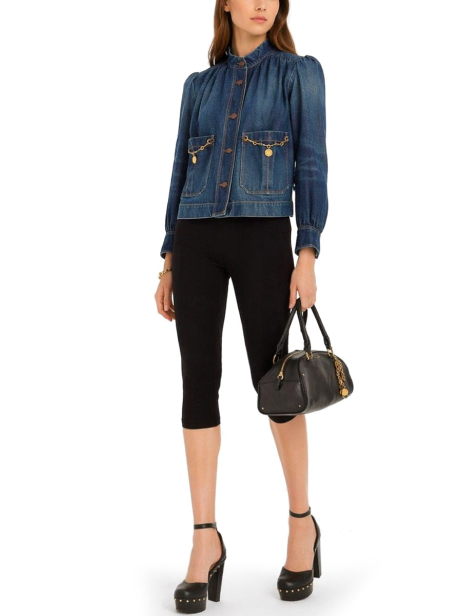 Chloé Women Denim High Neck Gathered Jacket CHLOE