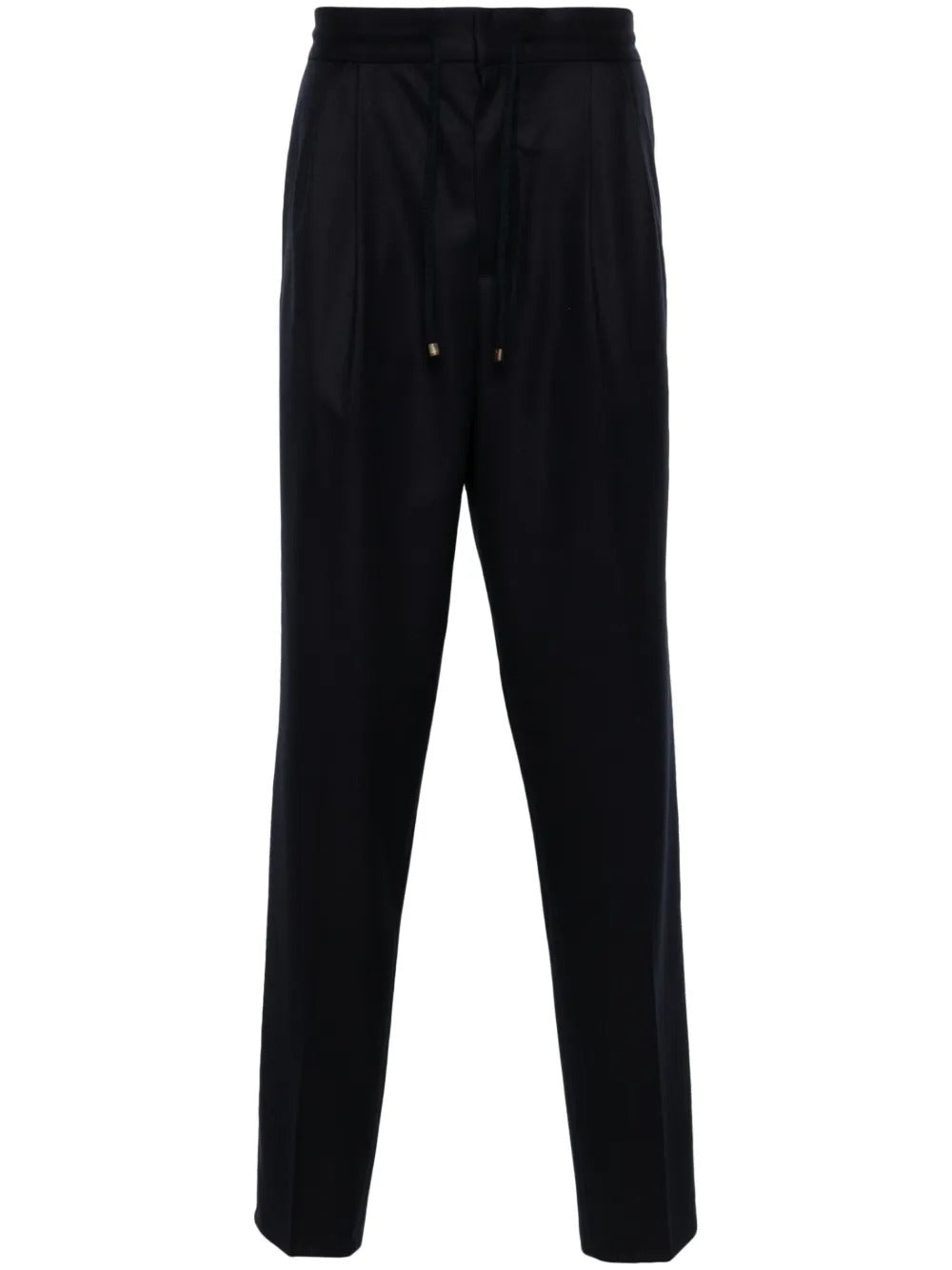 Brunello Cucinelli Men Wool Flannel Leisure Fit Trousers With Drawstring And Double Pleats BRUNELLO CUCINELLI