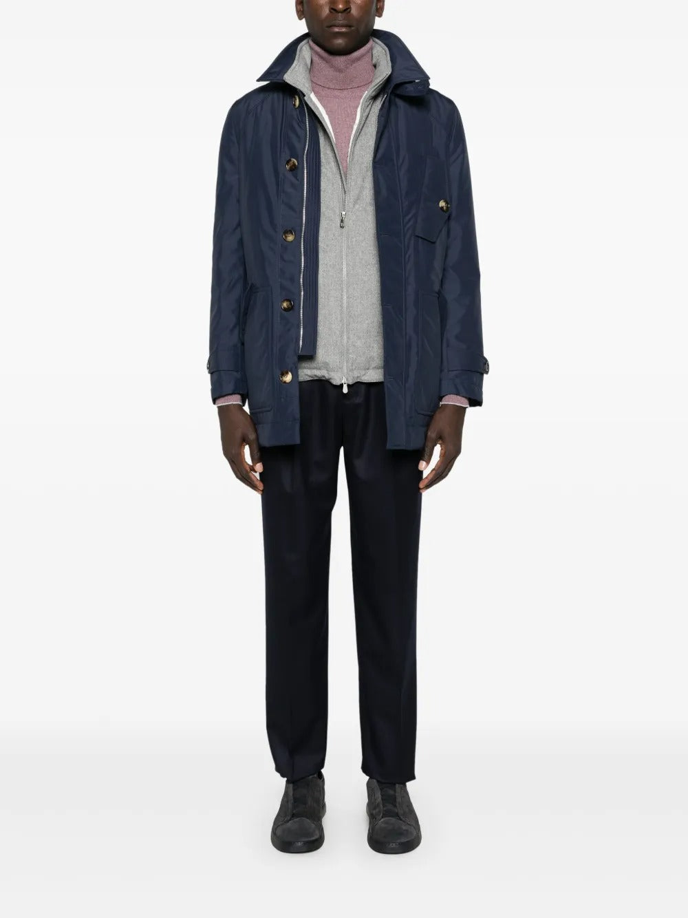 Brunello Cucinelli Men Wool Flannel Leisure Fit Trousers With Drawstring And Double Pleats BRUNELLO CUCINELLI