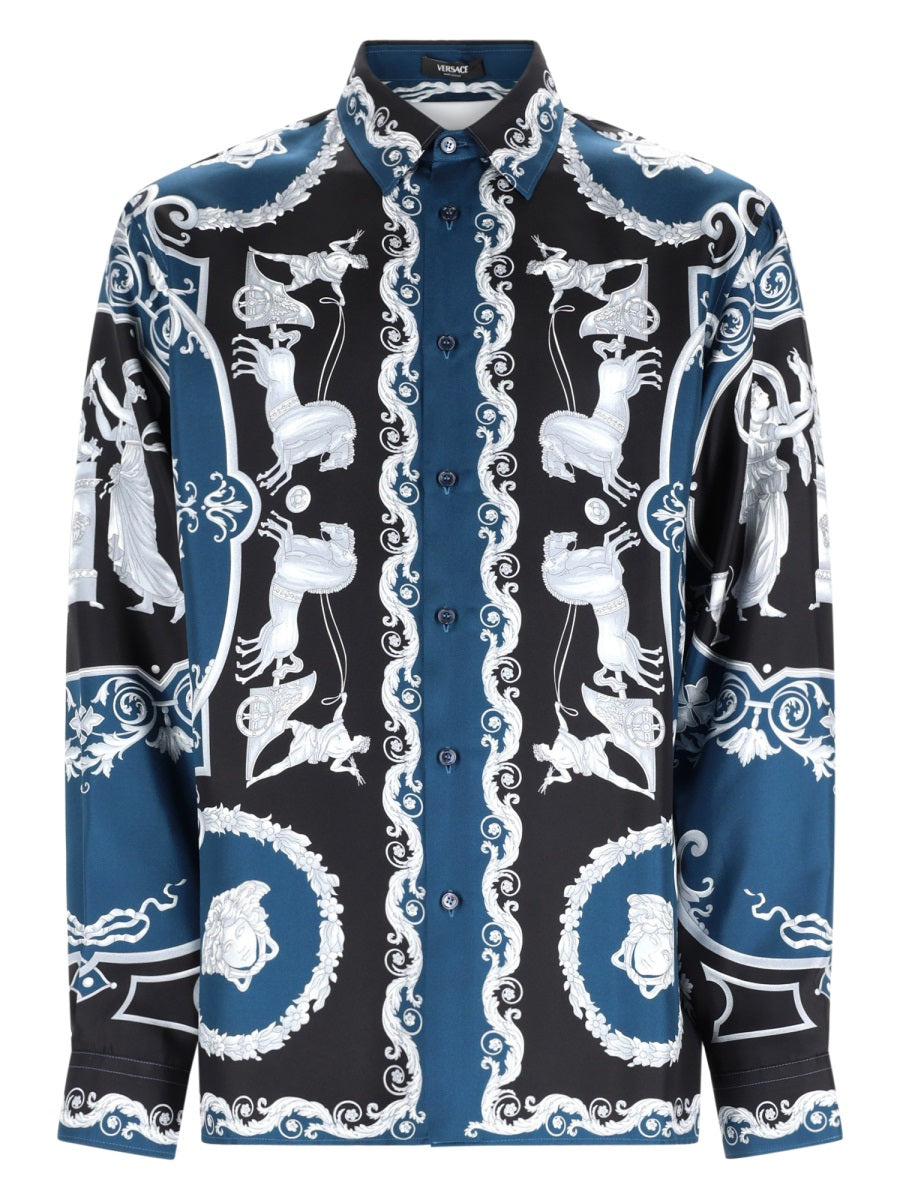 Versace Men Camicia In Seta Stampata VERSACE