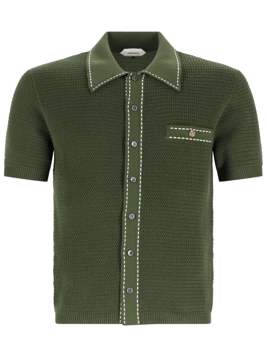 Versace Men Camicia In Maglia Di Cotone VERSACE