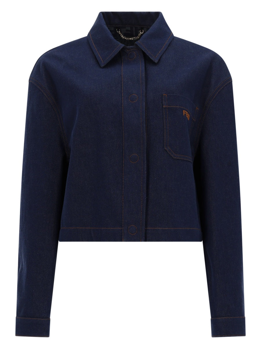Fendi Women Giacca In Denim Con Logo Ricamato FENDI