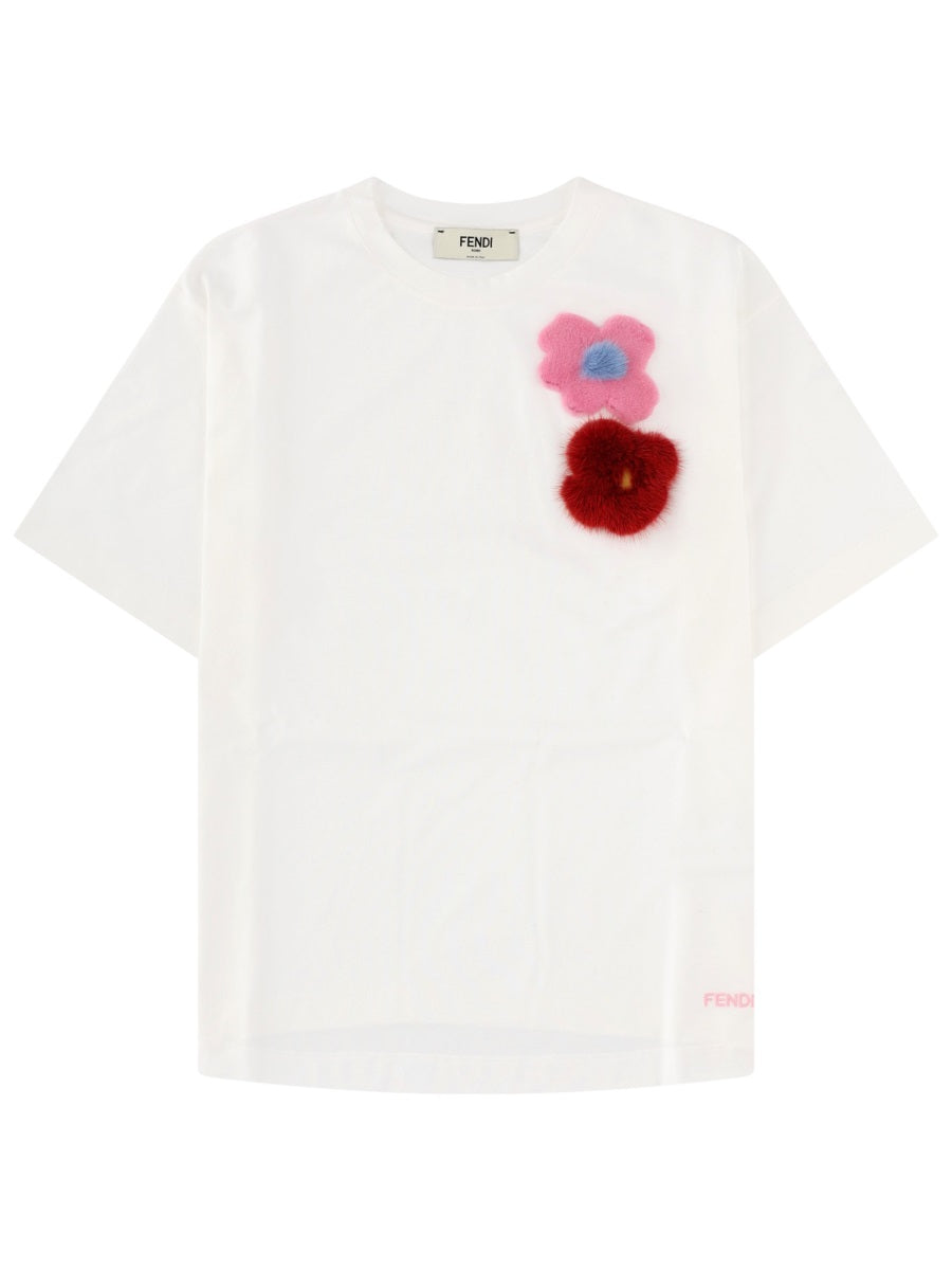 Fendi Women T-Shirt Con Spille "Sunny Side Flowers" FENDI