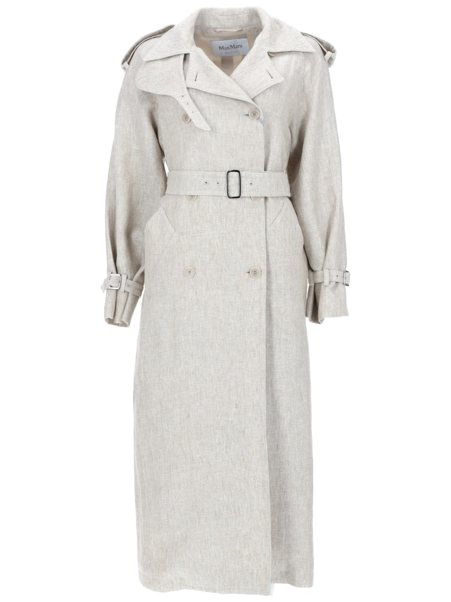 Max Mara Women Spolverino Doppiopetto In Drill Di Puro Lino MAX MARA
