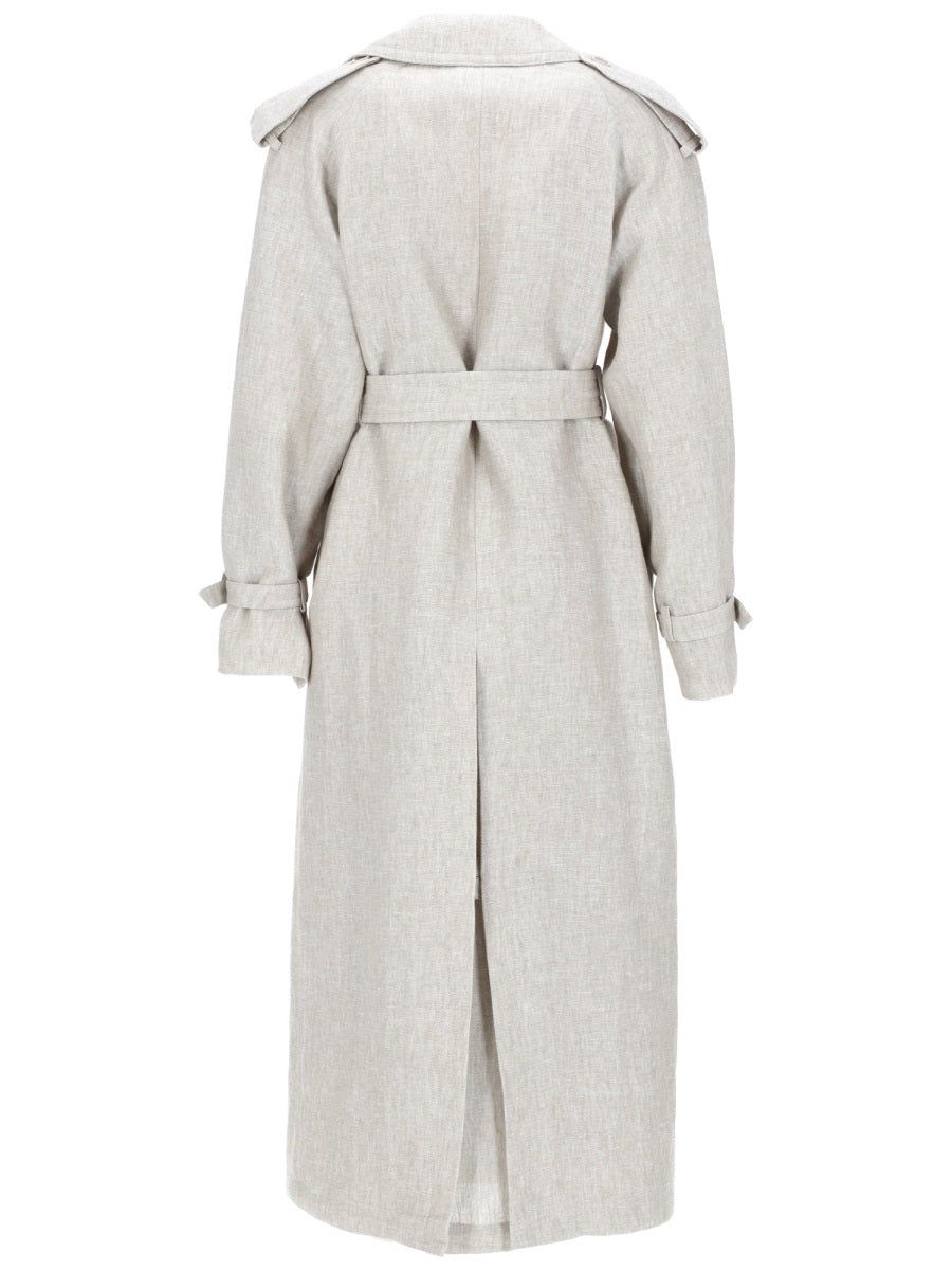Max Mara Women Spolverino Doppiopetto In Drill Di Puro Lino MAX MARA