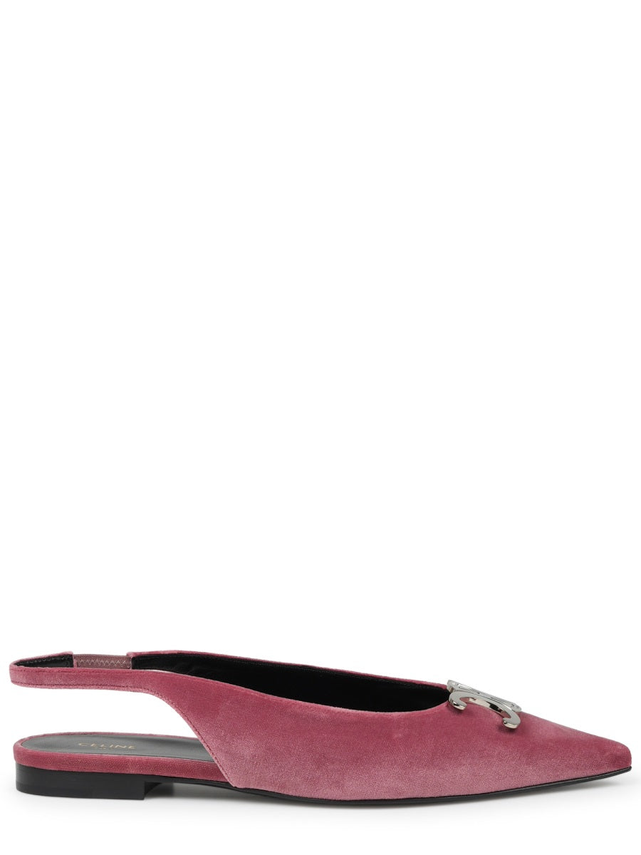 Celine Women Alma Triomphe Velvet Flat Slingback 05 CELINE