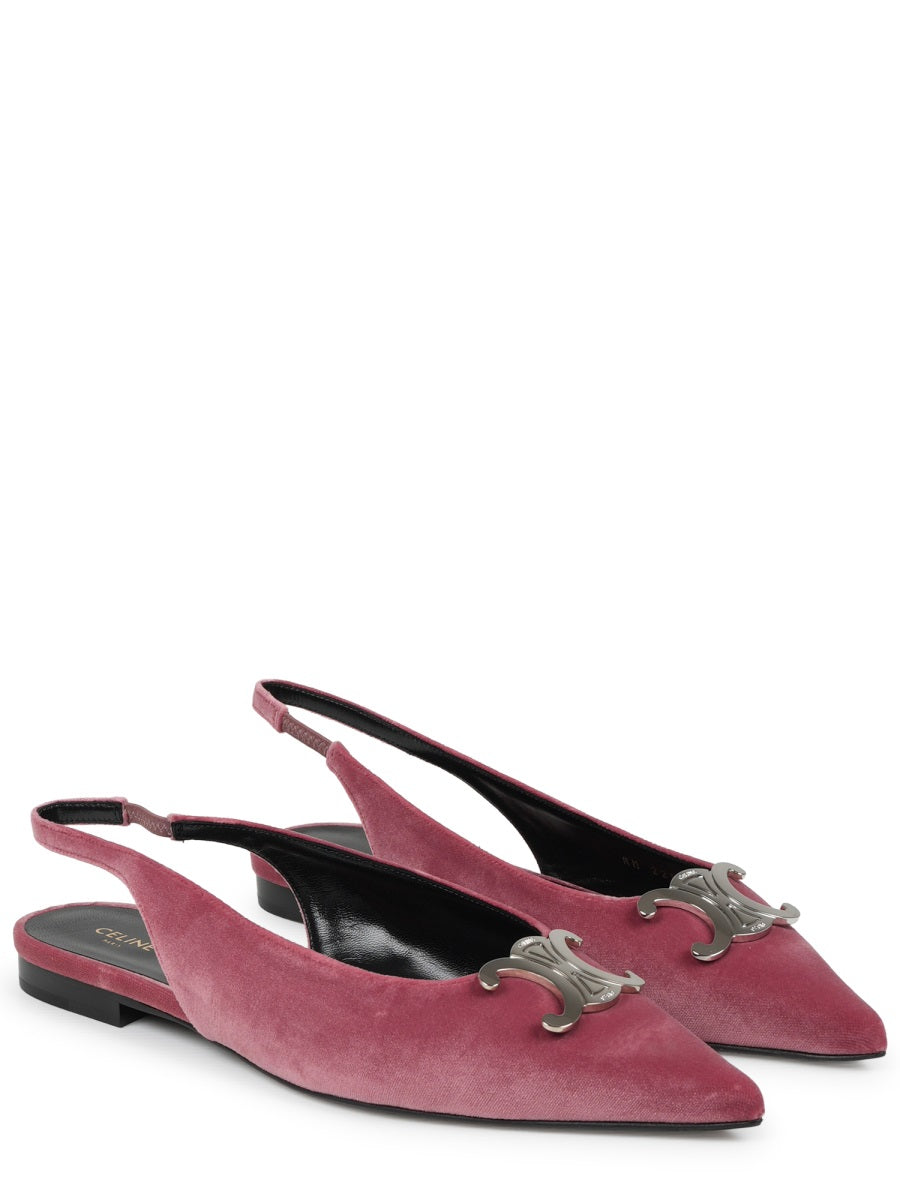Celine Women Alma Triomphe Velvet Flat Slingback 05 CELINE