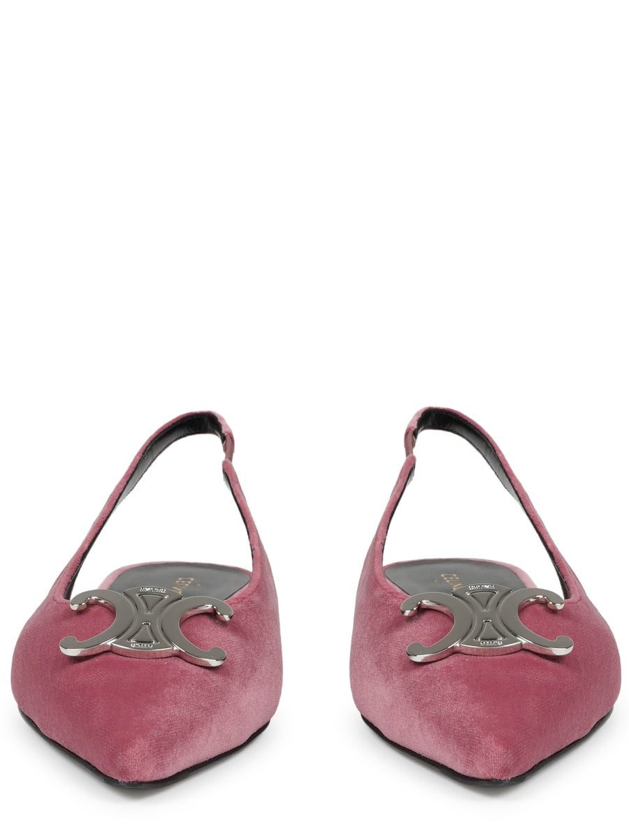 Celine Women Alma Triomphe Velvet Flat Slingback 05 CELINE