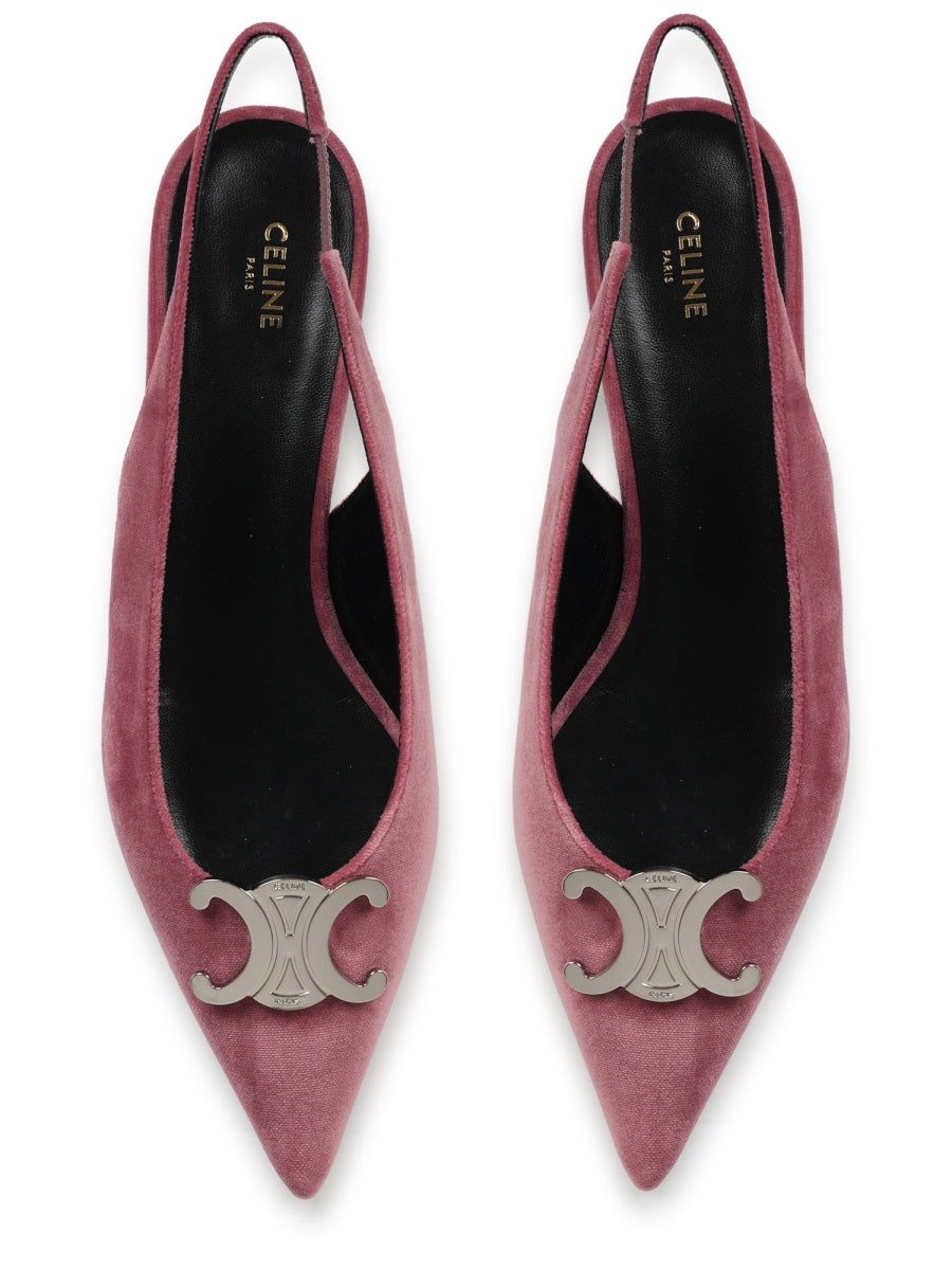 Celine Women Alma Triomphe Velvet Flat Slingback 05 CELINE