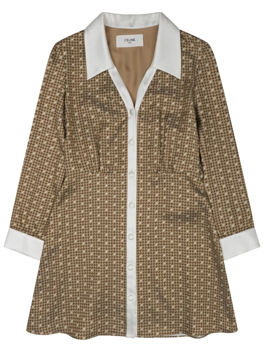 Celine Women Silk Twill Mini Shirt Dress CELINE