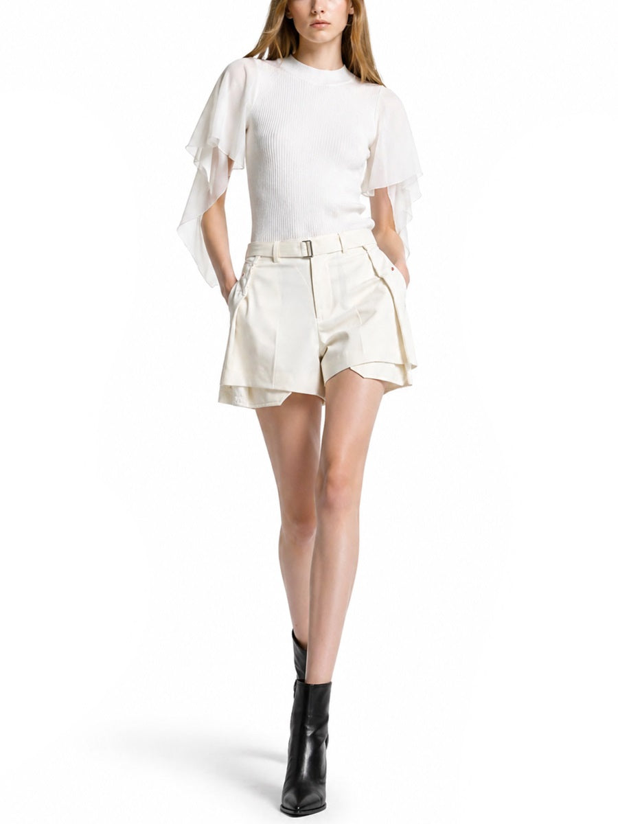 Sacai Women Shorts Con Dettagli In Denim SACAI