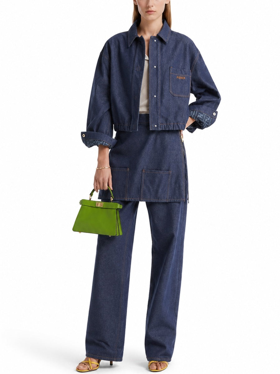 Fendi Women Giacca In Denim Con Logo Ricamato FENDI