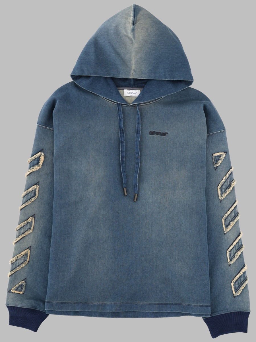 Off-White Men Felpa In Denim Con Dettagli "Diag" OFF-WHITE