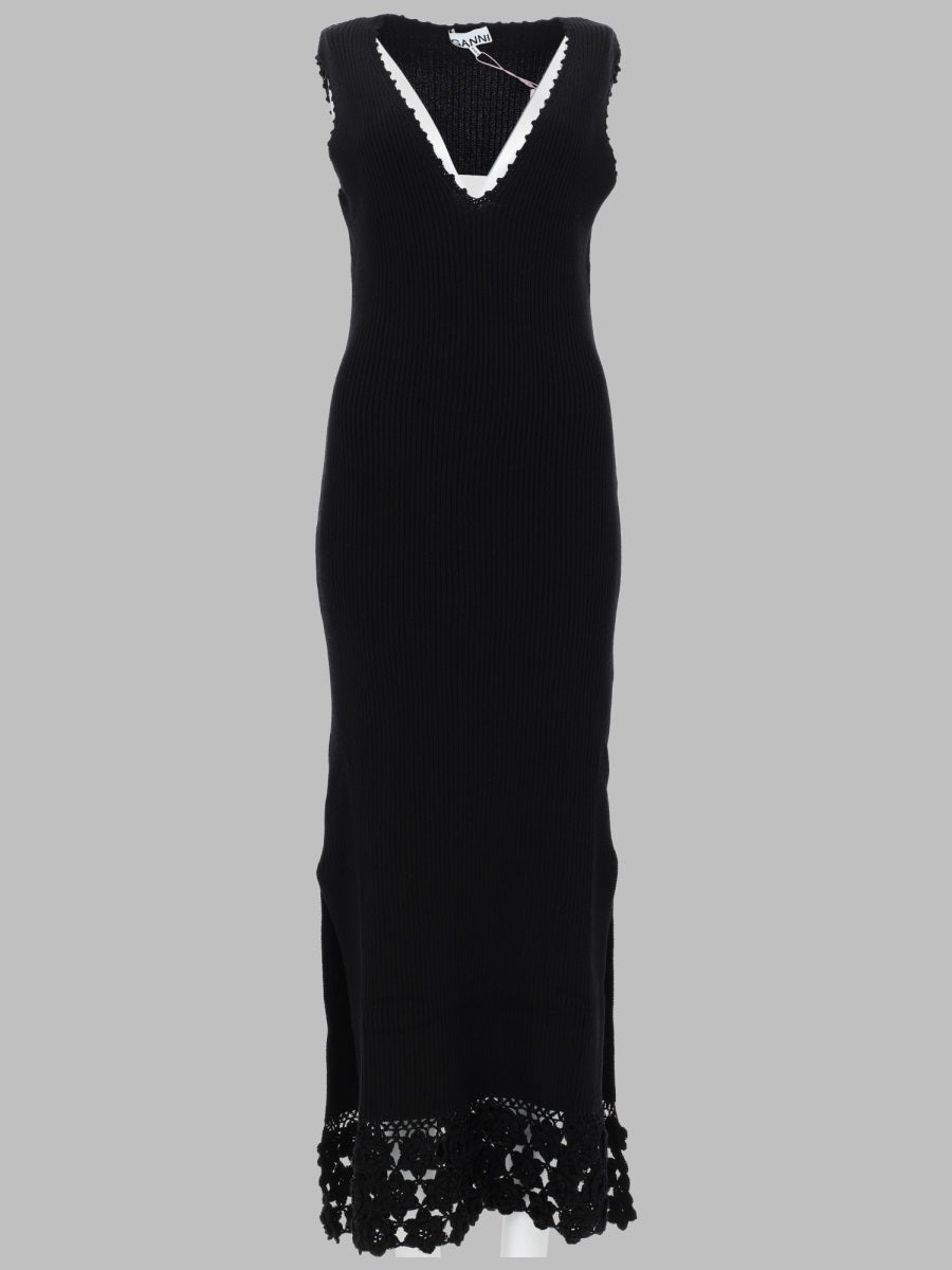 Ganni Women Abito Lungo Con Bordo In Crochet GANNI