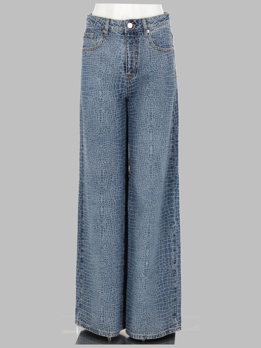 Self-Portrait Women Jeans Con Strass Effetto Coccodrillo SELF-PORTRAIT