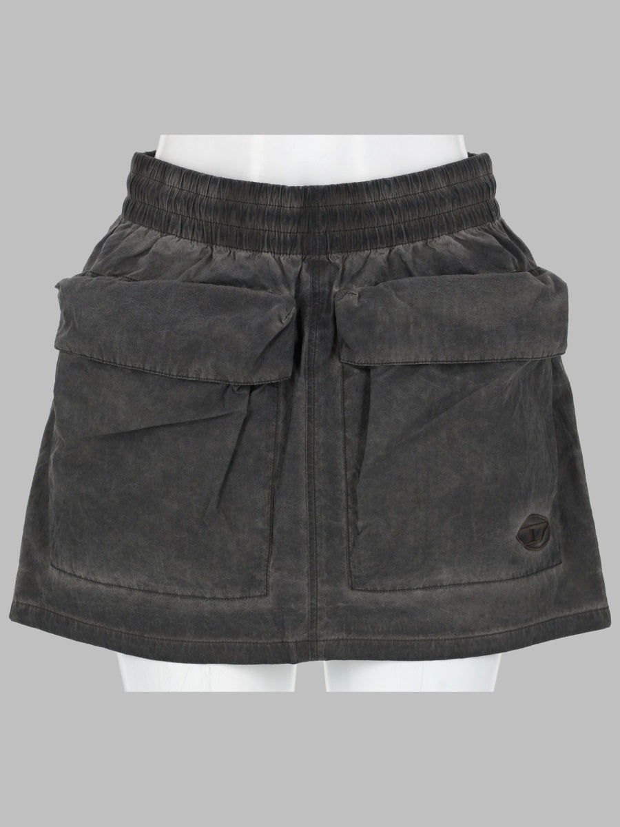 Diesel Women Minigonna In Nylon Con Maxi Tasche DIESEL