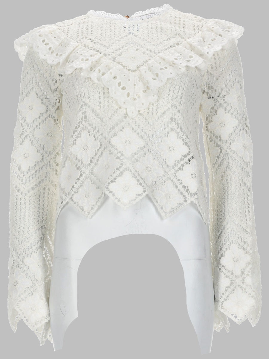 Self-Portrait Women Top In Crochet Con Inserti In Pizzo SELF-PORTRAIT