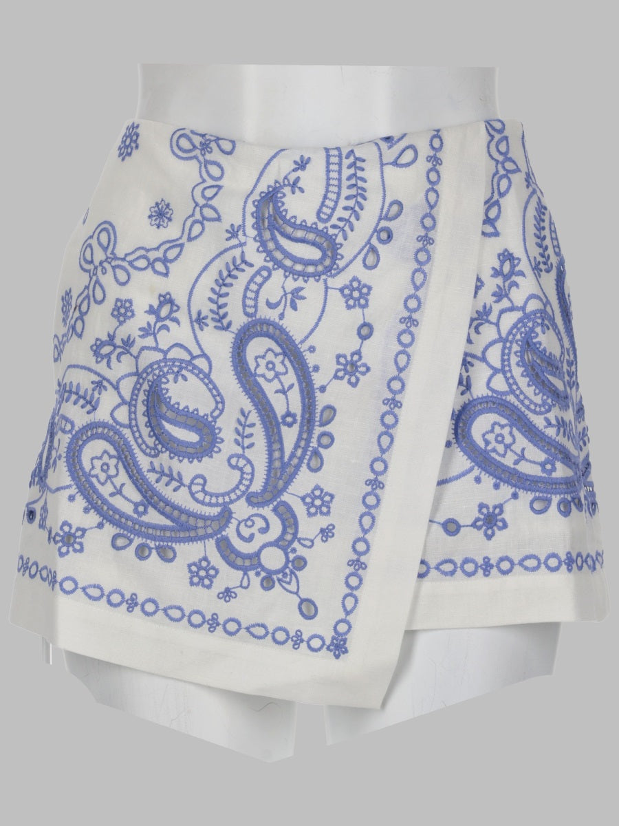 Self-Portrait Women Skort In Lino Con Ricamo SELF-PORTRAIT