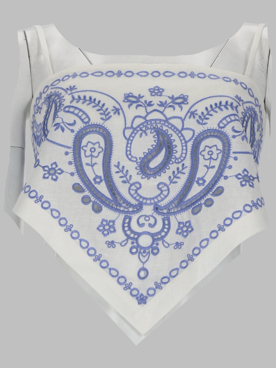Self-Portrait Women Top In Lino Con Ricamo SELF-PORTRAIT