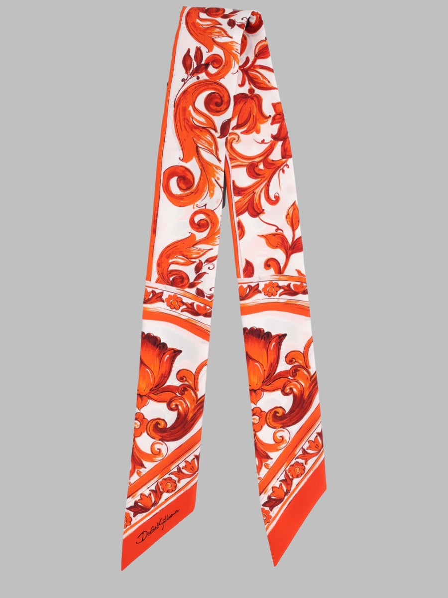 Dolce & Gabbana Women Foulard In Twill Di Seta Stampa Maiolica DOLCE & GABBANA