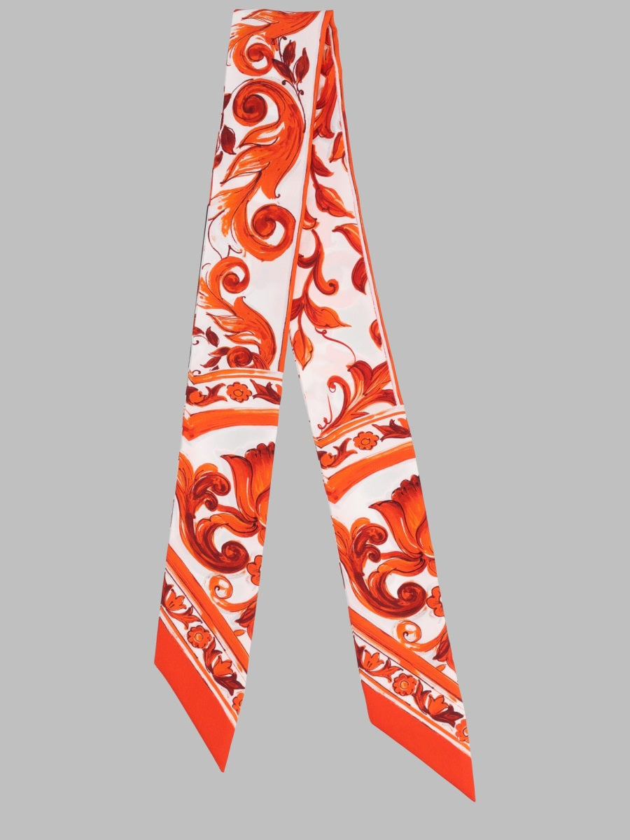 Dolce & Gabbana Women Foulard In Twill Di Seta Stampa Maiolica DOLCE & GABBANA