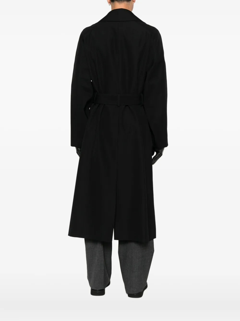 Saint Laurent Men Double-Breasted Long Coat In Grain De Poudre SAINT LAURENT