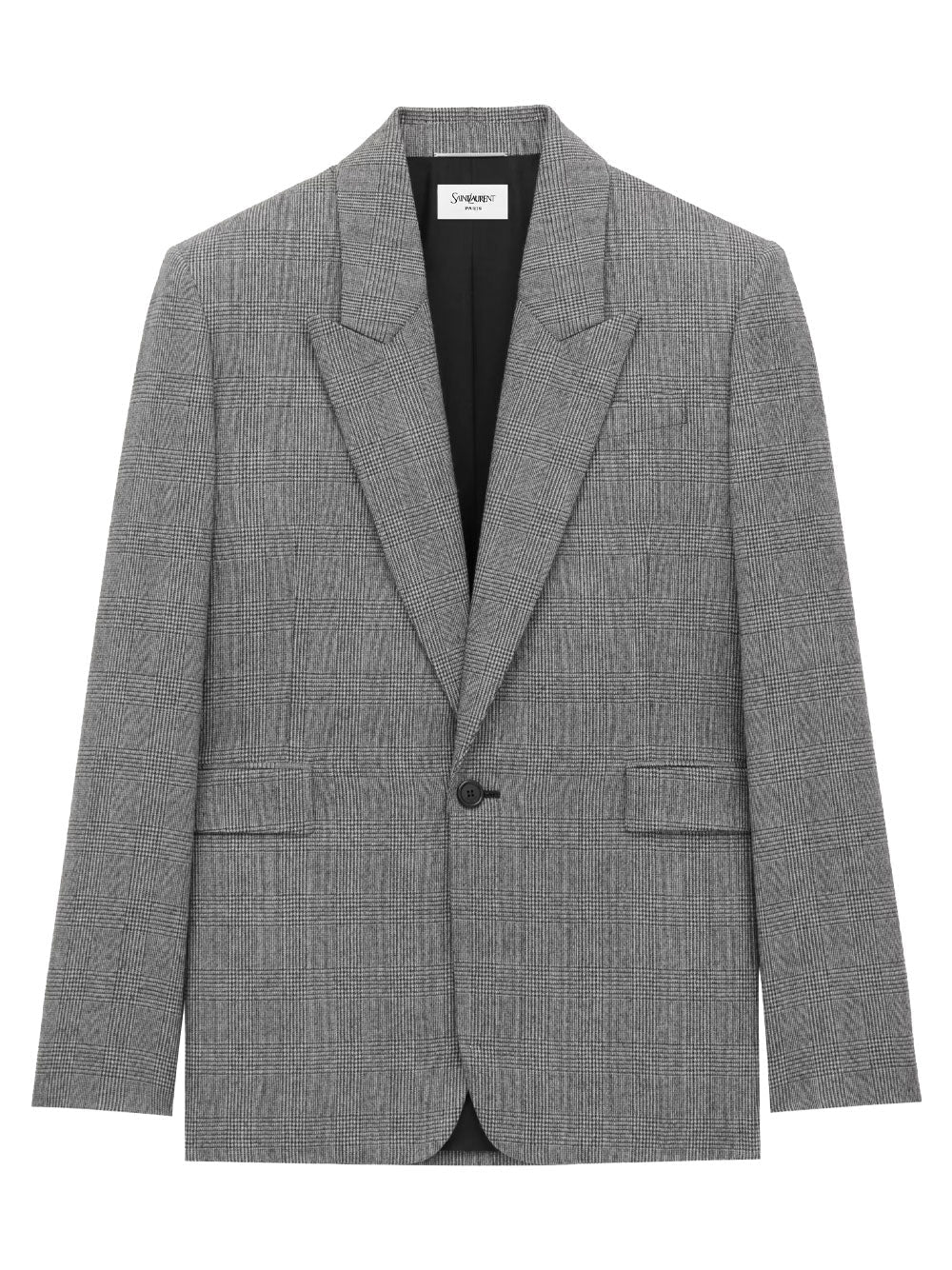 Saint Laurent Men Prince Of Wales Wool Flannel Jacket SAINT LAURENT