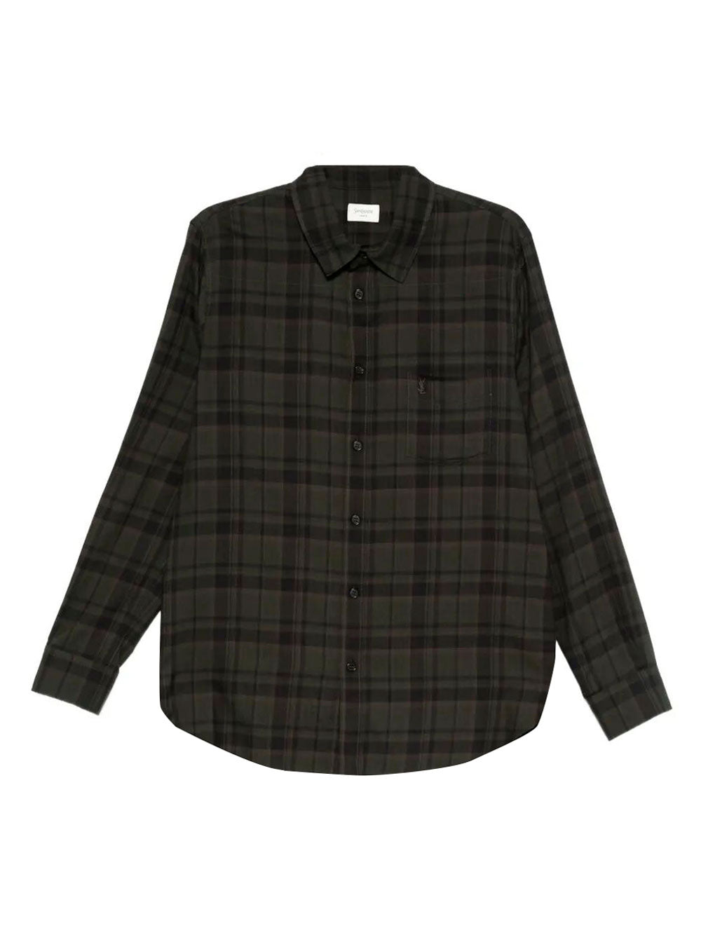 Saint Laurent Men Cassandre Shirt In Cotton Check SAINT LAURENT