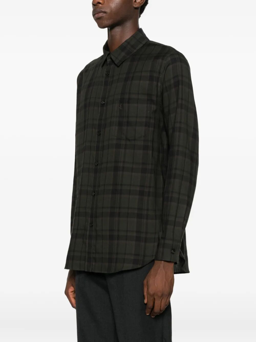 Saint Laurent Men Cassandre Shirt In Cotton Check SAINT LAURENT