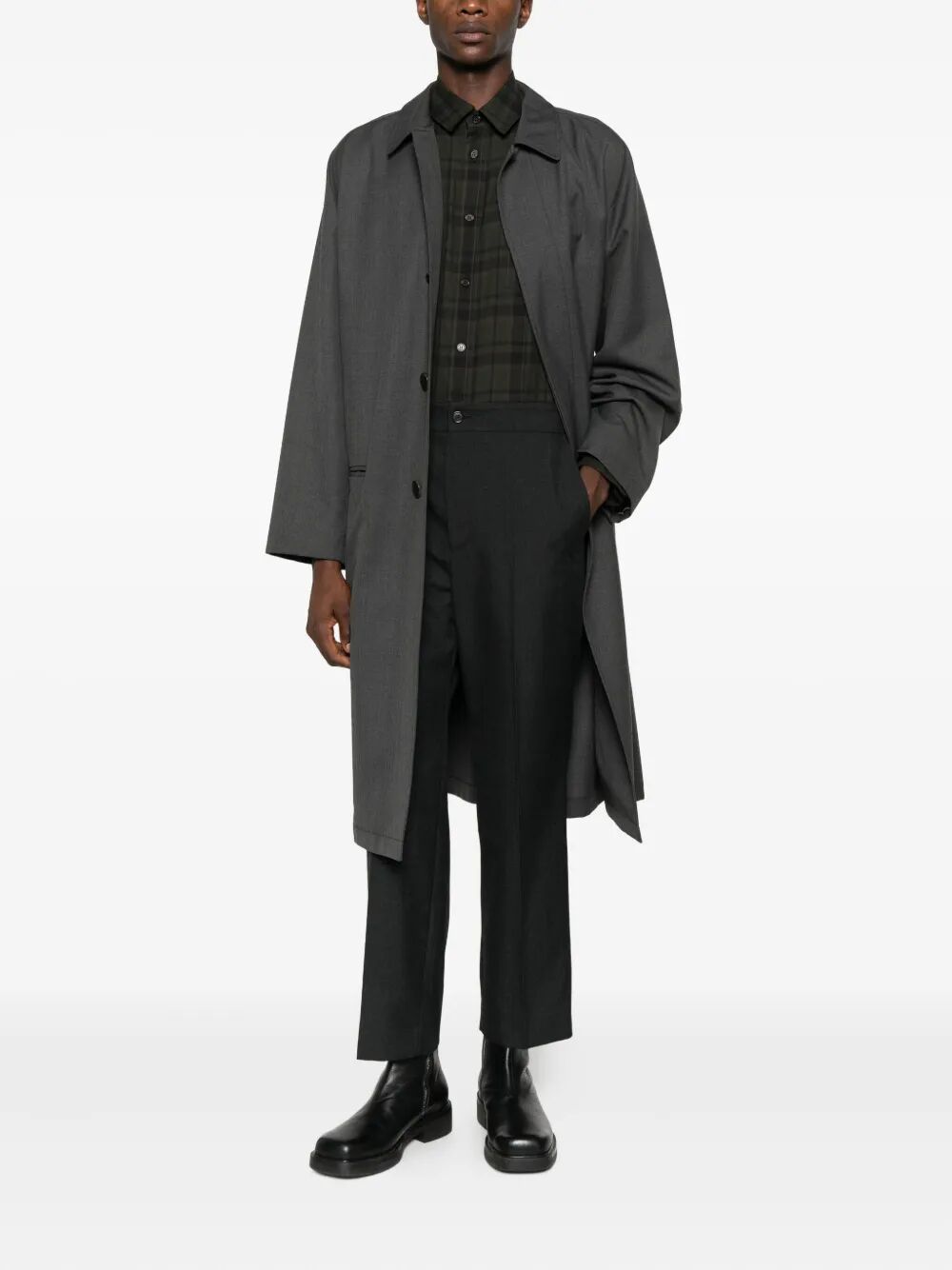 Saint Laurent Men Cassandre Shirt In Cotton Check SAINT LAURENT