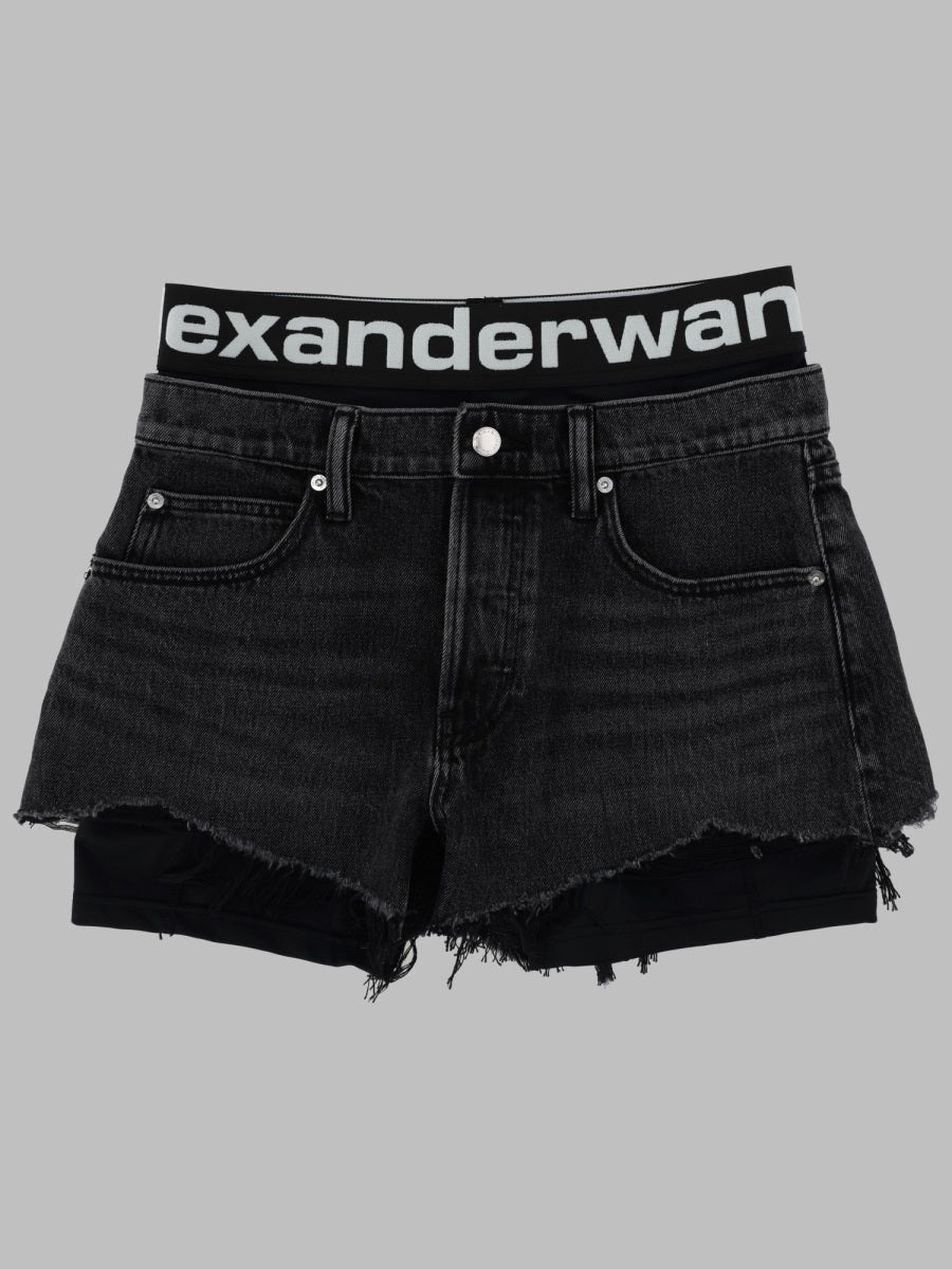 Alexander Wang Women Shorts In Denim Con Logo ALEXANDER WANG