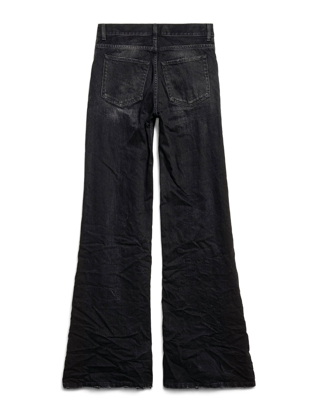 Balenciaga Women Crinkled Effect Wide Leg Jeans With Washed And Worn-Out Details BALENCIAGA