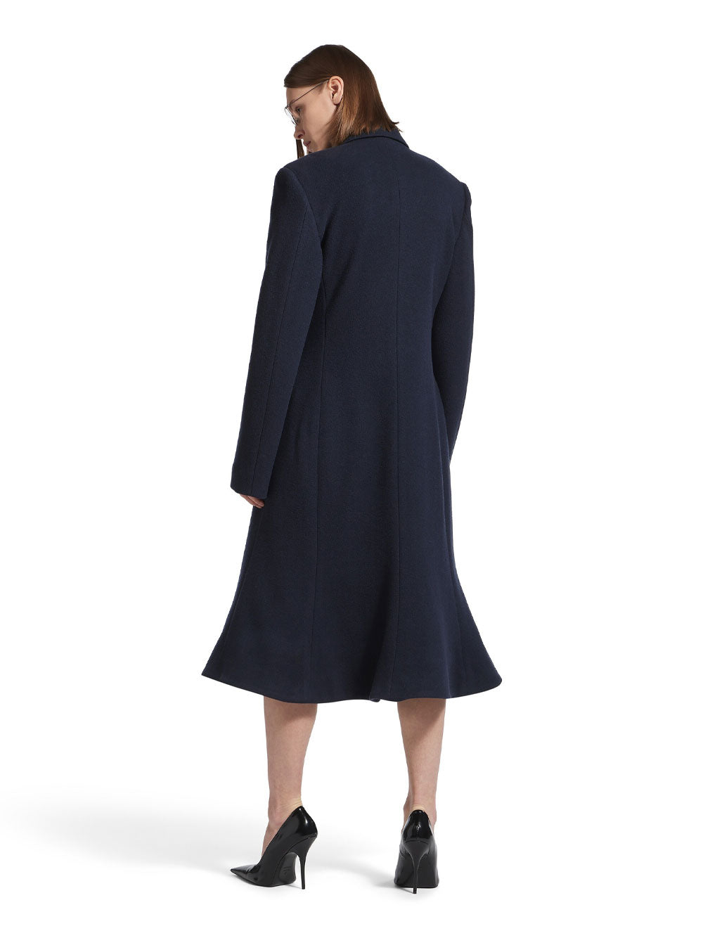 Balenciaga Women Godet Brushed Wool Midi Coat BALENCIAGA