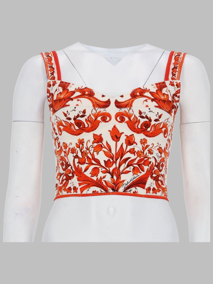 Dolce & Gabbana Women Top Bustier In Charmeuse Stampa Maiolica DOLCE & GABBANA