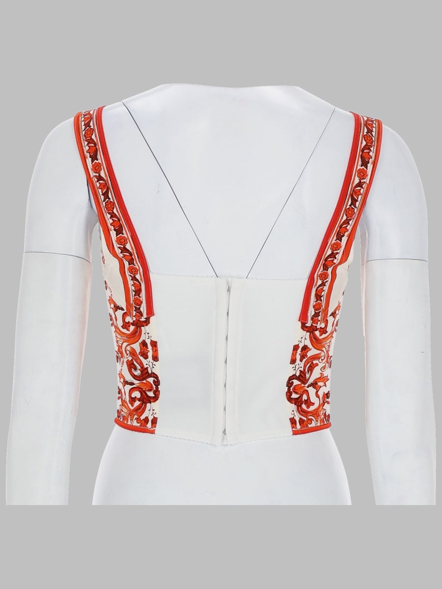 Dolce & Gabbana Women Top Bustier In Charmeuse Stampa Maiolica DOLCE & GABBANA