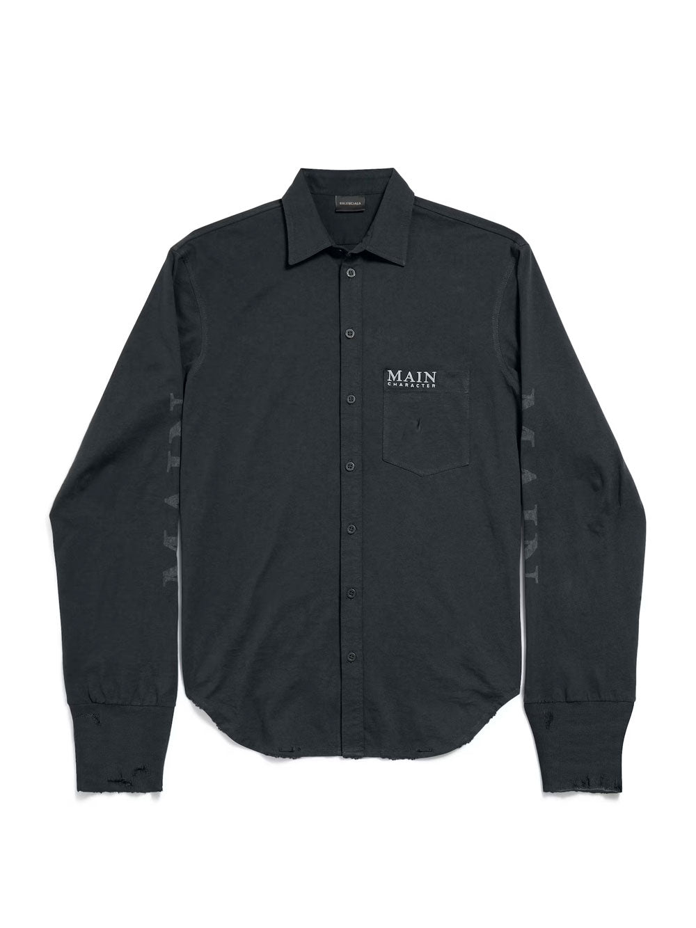 Balenciaga Men Main Character Artwork Long-Sleeved Jersey Polo Shirt BALENCIAGA