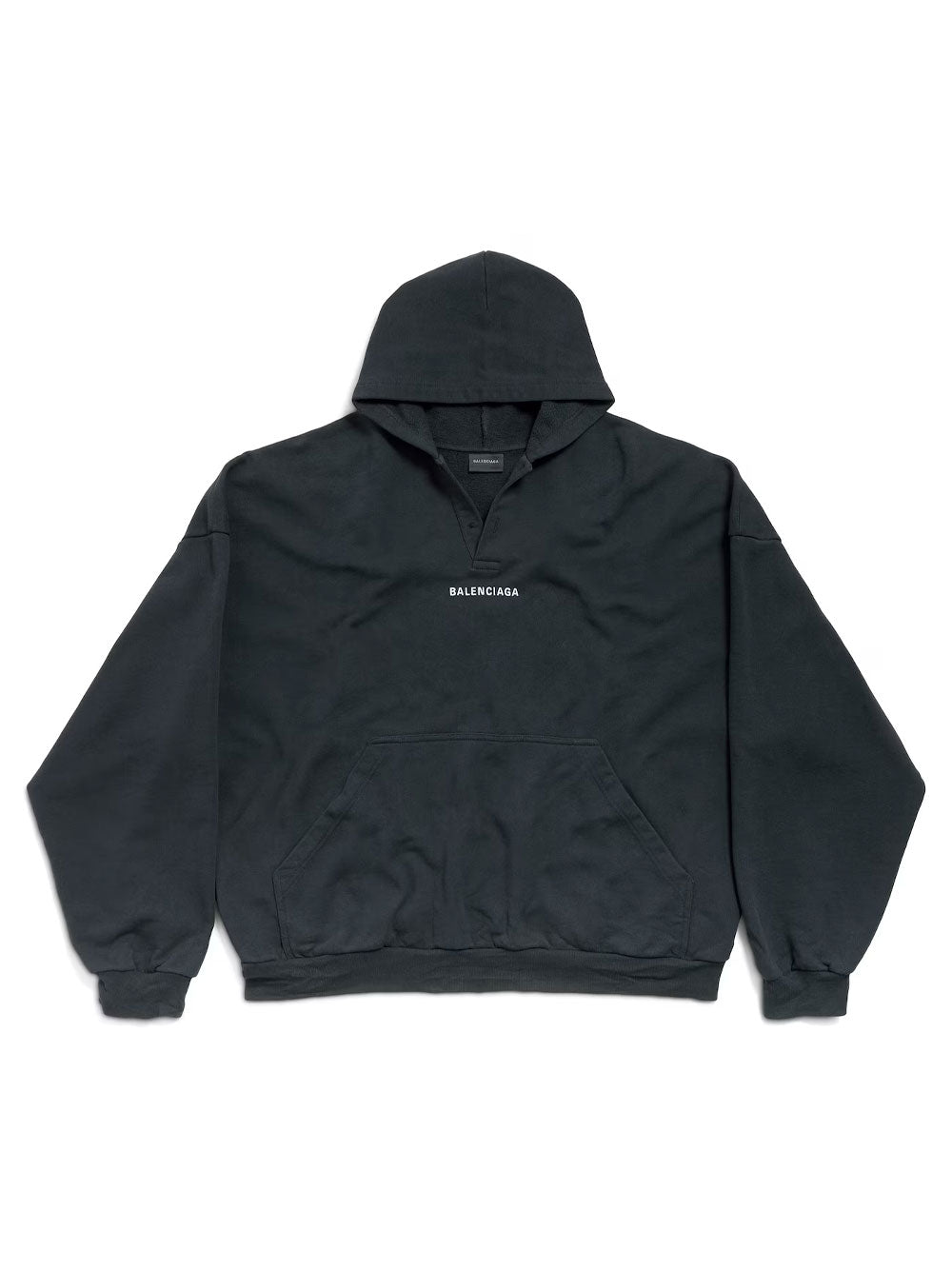 Balenciaga Men Balenciaga Back Faded Fleece Polo Hoodie