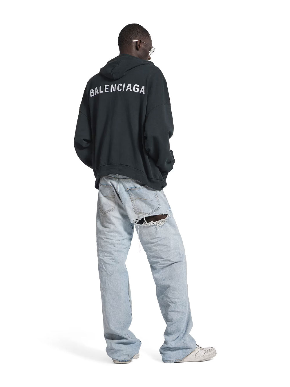 Balenciaga Men Balenciaga Back Faded Fleece Polo Hoodie