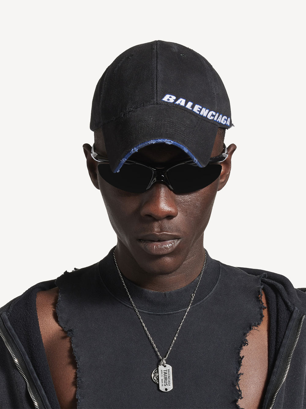 Balenciaga Men Tilted Typo Cap In Cotton Drill BALENCIAGA