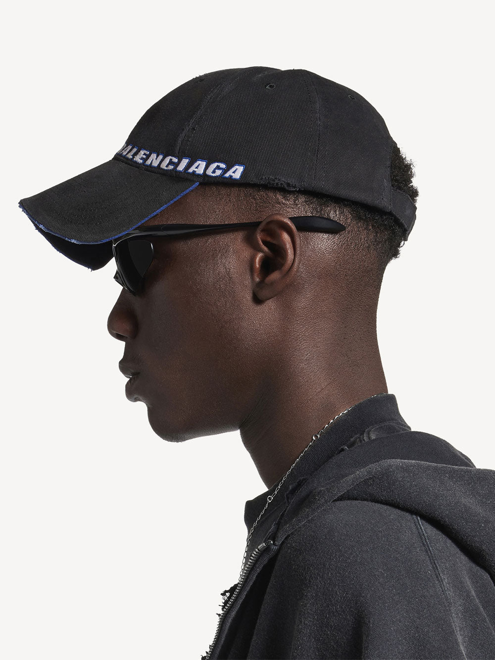 Balenciaga Men Tilted Typo Cap In Cotton Drill BALENCIAGA